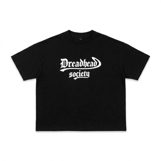 Dreadhead Society swoosh tee on a pure white background
